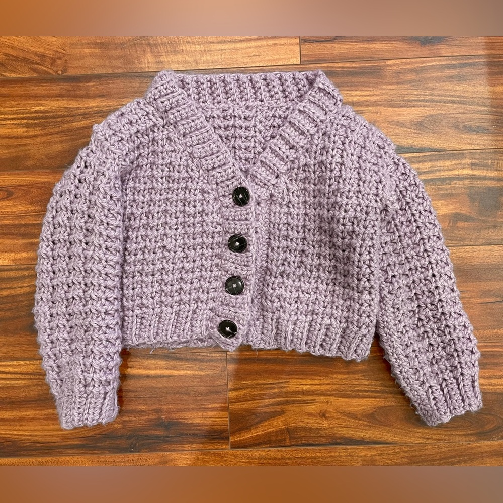 🧶 Handmade crocheted cardigan sweater dusty lilac XXS